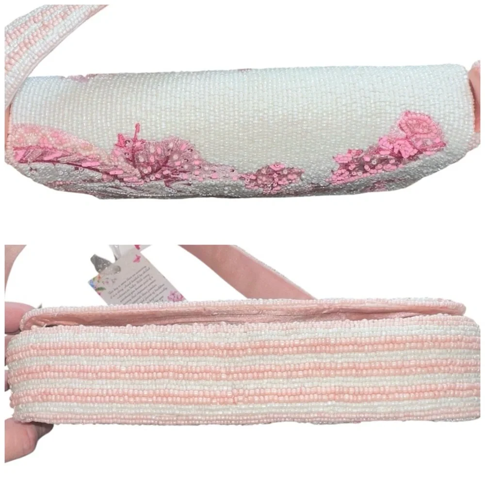Ballerina Ballet Swan Beaded Bag Handcrafted India White Pink Viral NWT NEW - Picture 7 of 9